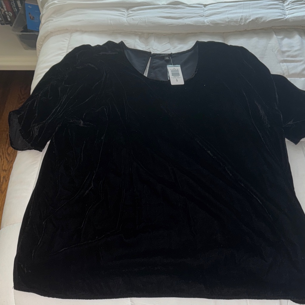 Torrid Black Velvet Short Sleeve Top